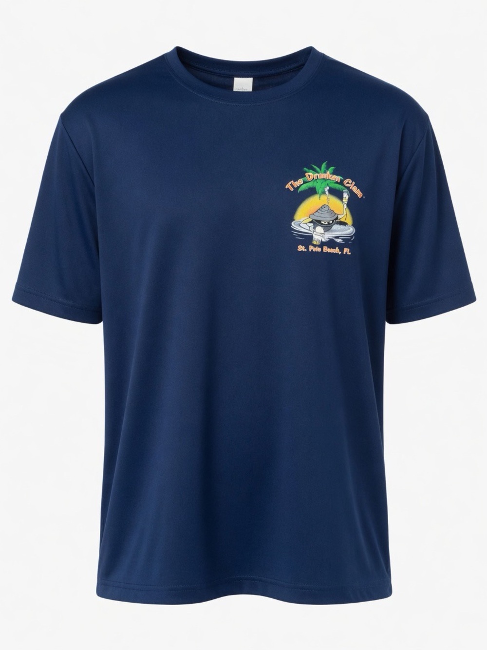 The Drunken Clam St Pete Florida Dive Bar Shirt Navy Blue Size 2XL Dry Fit Tee